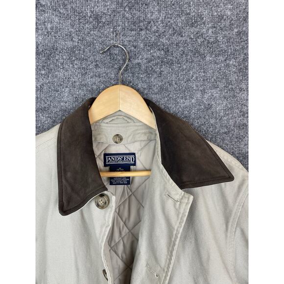 Lands' End Barn Coat Men's M 38-40 Tan Chore Field Jacket Corduroy Collar Quilte - Picture 3 of 16